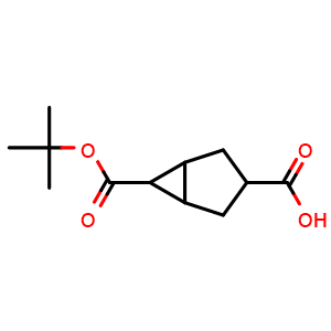 Chemical structure of 6-tert-butoxycarbonylbicyclo[3 1 0]hexane-3-carboxylic acid , CAS 2841425-48-5, AChemBlock W165702