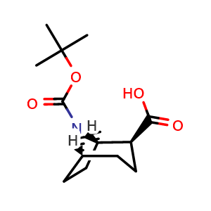 Chemical structure of (1R,2S,5R)-8-tert-butoxycarbonyl-8-azabicyclo[3 2 1]octane-2-carboxylic acid , CAS 2231664-84-7, AChemBlock W165726