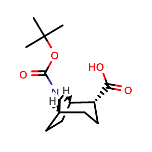 Chemical structure of (1S,2R,5S)-8-tert-butoxycarbonyl-8-azabicyclo[3 2 1]octane-2-carboxylic acid , AChemBlock W165727