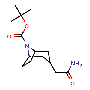 Chemical structure of tert-butyl 3-(2-amino-2-oxo-ethyl)-8-azabicyclo[3 2 1]octane-8-carboxylate , AChemBlock W165729