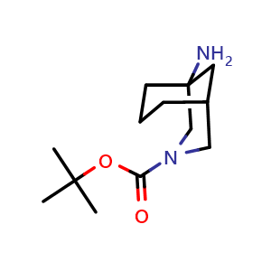 Chemical structure of tert-butyl 1-amino-3-azabicyclo[3 3 1]nonane-3-carboxylate , CAS 2445792-86-7, AChemBlock W165736