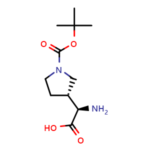 Chemical structure of (2R)-2-amino-2-[(3R)-1-tert-butoxycarbonylpyrrolidin-3-yl]acetic acid , CAS 2865073-20-5, AChemBlock W165749