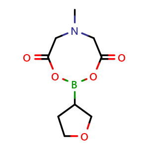 Chemical structure of 6-methyl-2-tetrahydrofuran-3-yl-1,3,6,2-dioxazaborocane-4,8-dione , AChemBlock W165754