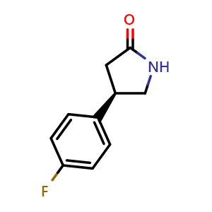 Chemical structure of (4R)-4-(4-fluorophenyl)pyrrolidin-2-one , CAS 894421-64-8, AChemBlock W165755