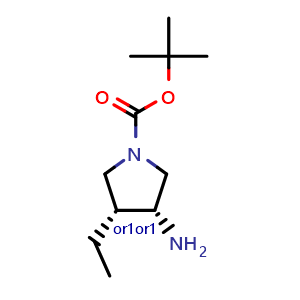 Chemical structure of tert-butyl cis-3-amino-4-ethyl-pyrrolidine-1-carboxylate , CAS 1932454-84-6, AChemBlock W165758