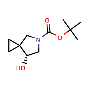 Chemical structure of tert-butyl (7R)-7-hydroxy-5-azaspiro[2 4]heptane-5-carboxylate , CAS 2381496-92-8, AChemBlock W165759