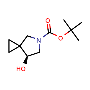 Chemical structure of tert-butyl (7S)-7-hydroxy-5-azaspiro[2 4]heptane-5-carboxylate , CAS 2865224-11-7, AChemBlock W165760