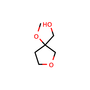 Chemical structure of (3-methoxytetrahydrofuran-3-yl)methanol , CAS 1781054-53-2, AChemBlock W165766