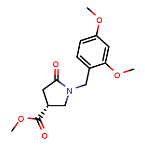 Chemical structure of methyl (3R)-1-[(2,4-dimethoxyphenyl)methyl]-5-oxo-pyrrolidine-3-carboxylate , CAS 1629681-81-7, AChemBlock W165772
