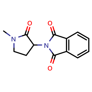 Chemical structure of 2-(1-methyl-2-oxo-pyrrolidin-3-yl)isoindoline-1,3-dione , CAS 2891597-13-8, AChemBlock W165785