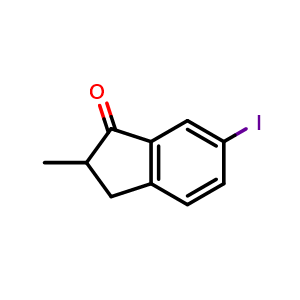 Chemical structure of 6-iodo-2-methyl-indan-1-one , CAS 1332608-72-6, AChemBlock W165790