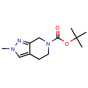 Chemical structure of tert-butyl 2-methyl-5,7-dihydro-4H-pyrazolo[3,4-c]pyridine-6-carboxylate , CAS 1421311-92-3, AChemBlock W165791