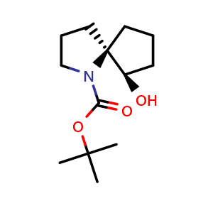 Chemical structure of tert-butyl cis-9-hydroxy-1-azaspiro[4 4]nonane-1-carboxylate , AChemBlock W165795