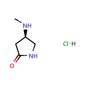 Chemical structure of (4R)-4-(methylamino)pyrrolidin-2-one hydrochloride , CAS 2865073-22-7, AChemBlock W165798