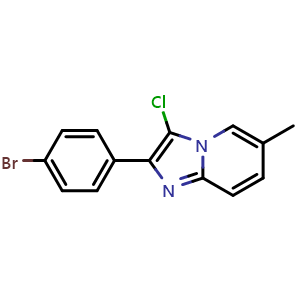 Chemical structure of 2-(4-Bromophenyl)-3-chloro-6-methylimidazo[1,2-a]pyridine , CAS 2404733-94-2, AChemBlock W165807