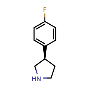 Chemical structure of (3R)-3-(4-fluorophenyl)pyrrolidine , CAS 1048703-18-9, AChemBlock W165808
