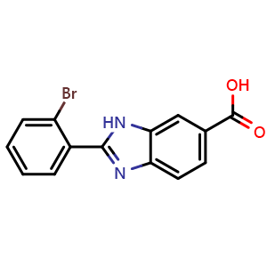 Chemical structure of 2-(2-bromophenyl)-3H-benzimidazole-5-carboxylic acid , CAS 1053659-26-9, AChemBlock W165836