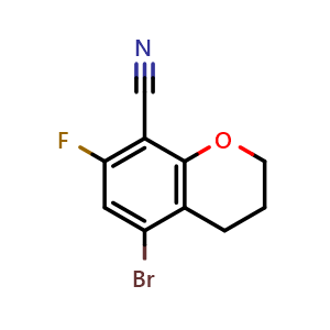Chemical structure of 5-bromo-7-fluoro-chromane-8-carbonitrile , CAS 2055392-62-4, AChemBlock W165848