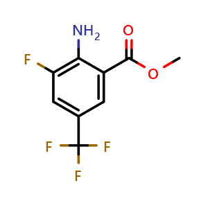 Chemical structure of methyl 2-amino-3-fluoro-5-(trifluoromethyl)benzoate , CAS 1805393-87-6, AChemBlock W165855
