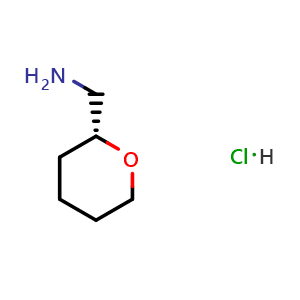 Chemical structure of [(2R)-tetrahydropyran-2-yl]methanamine hydrochloride , CAS 2202897-24-1, AChemBlock W165864