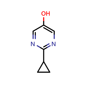 Chemical structure of 2-cyclopropylpyrimidin-5-ol , CAS 73901-41-4, AChemBlock W165876
