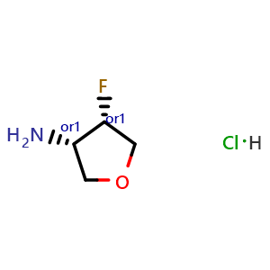Chemical structure of cis-4-fluorotetrahydrofuran-3-amine hydrochloride , CAS 2007919-31-3, AChemBlock W165877