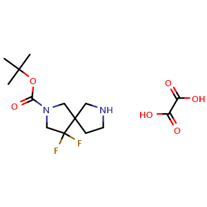 Chemical structure of tert-butyl 4,4-difluoro-2,7-diazaspiro[4 4]nonane-2-carboxylate oxalic acid , CAS 2832388-35-7, AChemBlock W165883