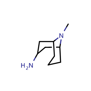 Chemical structure of 9-methyl-9-azabicyclo[3 3 1]nonan-3-amine , CAS 141650-55-7, AChemBlock W165889