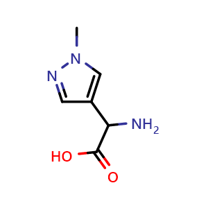 Chemical structure of 2-amino-2-(1-methylpyrazol-4-yl)acetic acid , CAS 195070-68-9, AChemBlock W165895