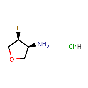 Chemical structure of (3S,4S)-4-fluorotetrahydrofuran-3-amine hydrochloride , CAS 2865073-17-0, AChemBlock W165897