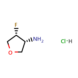 Chemical structure of (3R,4R)-4-fluorotetrahydrofuran-3-amine hydrochloride , CAS 2187426-42-0, AChemBlock W165898