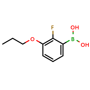 Chemical structure of (2-Fluoro-3-propoxyphenyl)boronic acid , CAS 871126-09-9, AChemBlock W165900