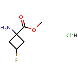 Chemical structure of methyl 1-amino-3-fluoro-cyclobutanecarboxylate hydrochloride , CAS 2757999-72-5, AChemBlock W165926