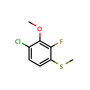 Chemical structure of (4-Chloro-2-fluoro-3-methoxyphenyl)(methyl)sulfane , CAS 2404734-02-5, AChemBlock W165936