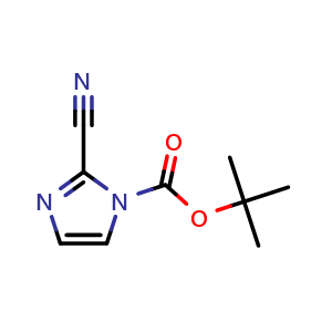 Chemical structure of tert-butyl 2-cyanoimidazole-1-carboxylate , CAS 2891597-25-2, AChemBlock W165939