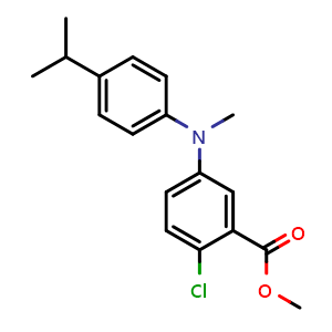 Chemical structure of methyl 2-chloro-5-[(4-isopropylphenyl)methylamino]benzoate , CAS 2940964-08-7, AChemBlock W165946