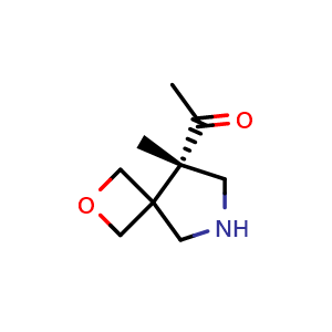 Chemical structure of 1-[(5S)-5-methyl-2-oxa-7-azaspiro[3 4]octan-5-yl]ethanone , AChemBlock W165963