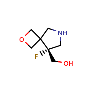 Chemical structure of [(5R)-5-fluoro-2-oxa-7-azaspiro[3 4]octan-5-yl]methanol , AChemBlock W165965