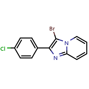 Chemical structure of 3-Bromo-2-(4-chlorophenyl)imidazo[1,2-a]pyridine , CAS 158958-76-0, AChemBlock W165976