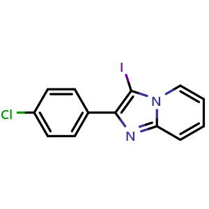 Chemical structure of 2-(4-Chlorophenyl)-3-iodoimidazo[1,2-a]pyridine , CAS 1628909-24-9, AChemBlock W166005