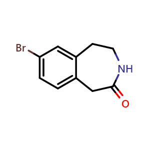 Chemical structure of 7-bromo-1,3,4,5-tetrahydro-3-benzazepin-2-one , CAS 740842-84-6, AChemBlock W166014