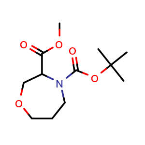 Chemical structure of O4-tert-butyl O3-methyl 1,4-oxazepane-3,4-dicarboxylate , CAS 1374652-85-3, AChemBlock W166024