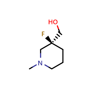 Chemical structure of [(3S)-3-fluoro-1-methyl-3-piperidyl]methanol , CAS 2368910-41-0, AChemBlock W166029