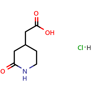 Chemical structure of 2-(2-oxo-4-piperidyl)acetic acid hydrochloride , CAS 2803456-42-8, AChemBlock W166032