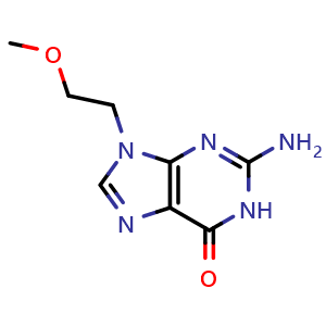 Chemical structure of 2-amino-1,9-dihydro-9-(2-methoxyethyl)-6H-Purin-6-one , CAS 1274711-50-0, AChemBlock W166074