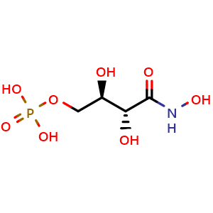 Chemical structure of (2r,3r)-2,3-dihydroxy-4-(hydroxyamino)-4-oxobutyl dihydrogen phosphate , CAS 718599-64-5, AChemBlock W166078