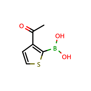 Chemical structure of 3-acetylthiophen-2-ylboronic acid , CAS 36155-75-6, AChemBlock W166093