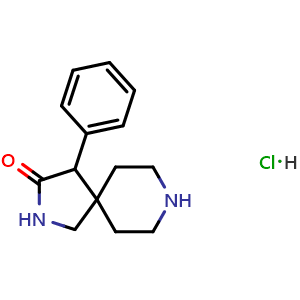 Chemical structure of 4-phenyl-2,8-diazaspiro[4 5]decan-3-one hydrochloride , CAS 2044705-27-1, AChemBlock W166095