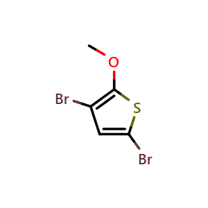 Chemical structure of 3,5-dibromo-2-methoxythiophene , CAS 77133-30-3, AChemBlock W166107