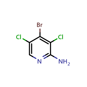 Chemical structure of 4-bromo-3,5-dichloropyridin-2-amine , CAS 1232430-80-6, AChemBlock W166112